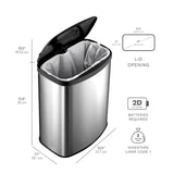 Rectangular Motion Sensor Trash Can 13.2 Gallon & 2.1 Gallon | CB-DZT-50-9/8-1
