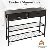 39.5 Inch Entryway Table with 2 Drawers and 2-Tier Shelves
