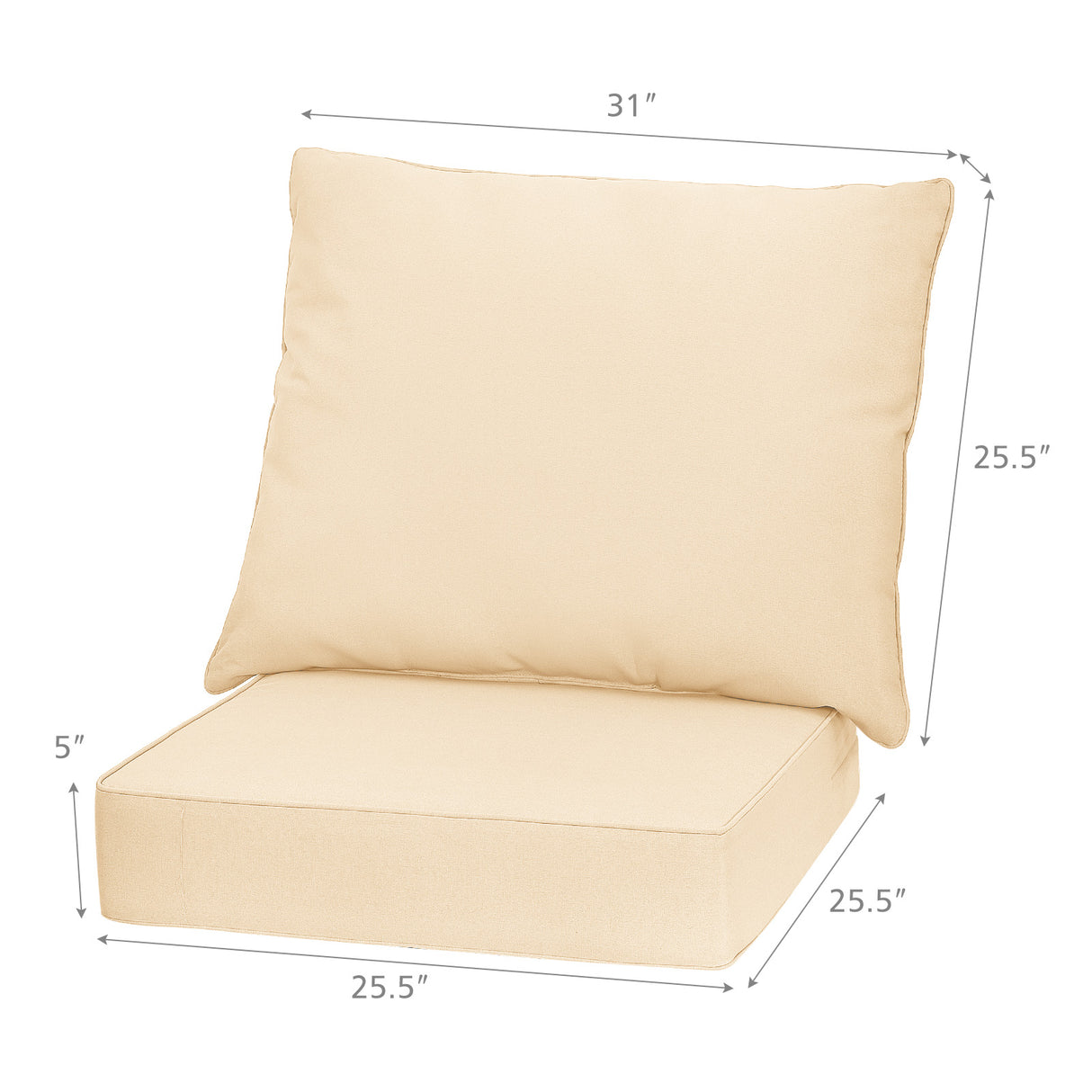 Deep Seat Chair Cushion Pads Set with Rope Belts for Indoor and Outdoor