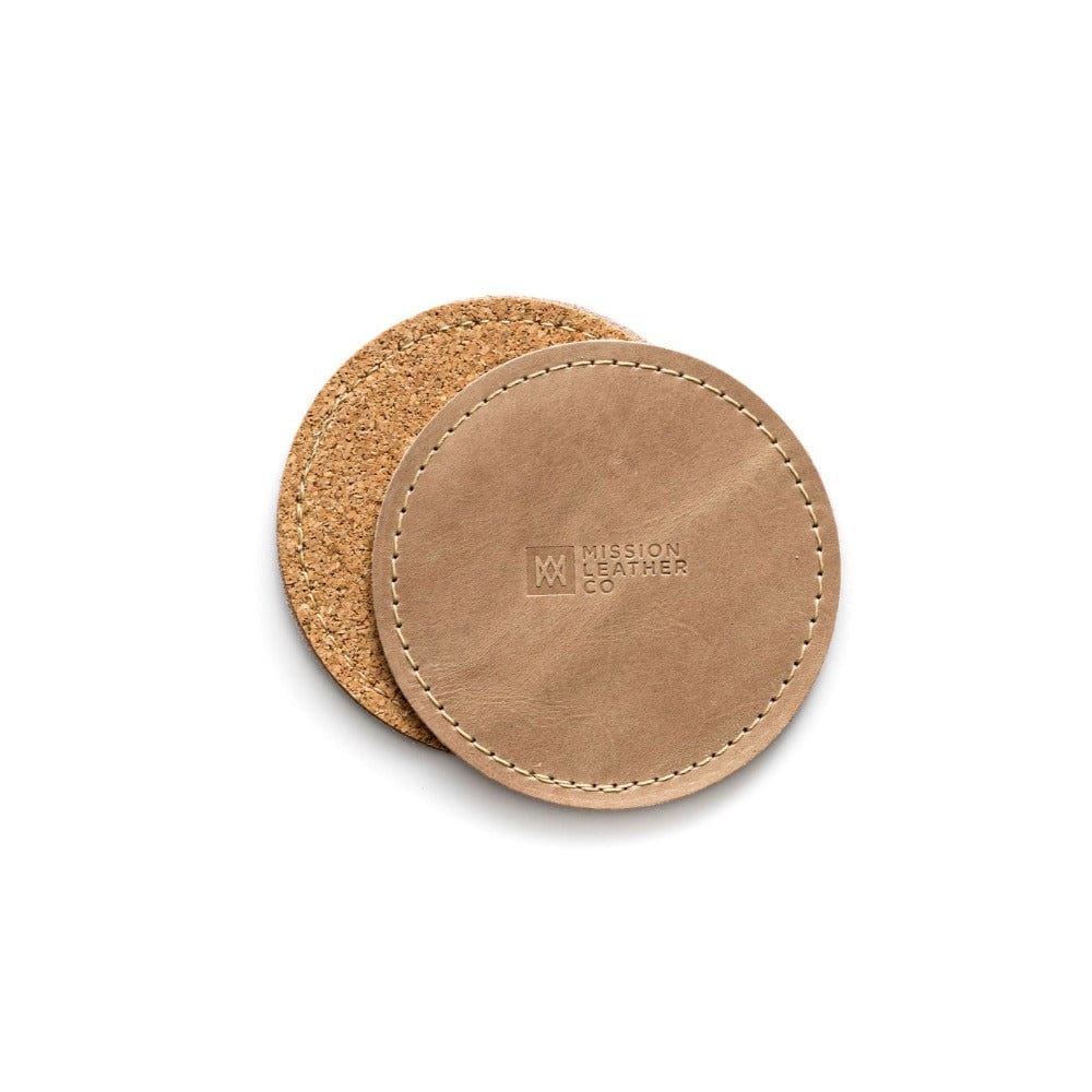 Leather Coaster Set - Round