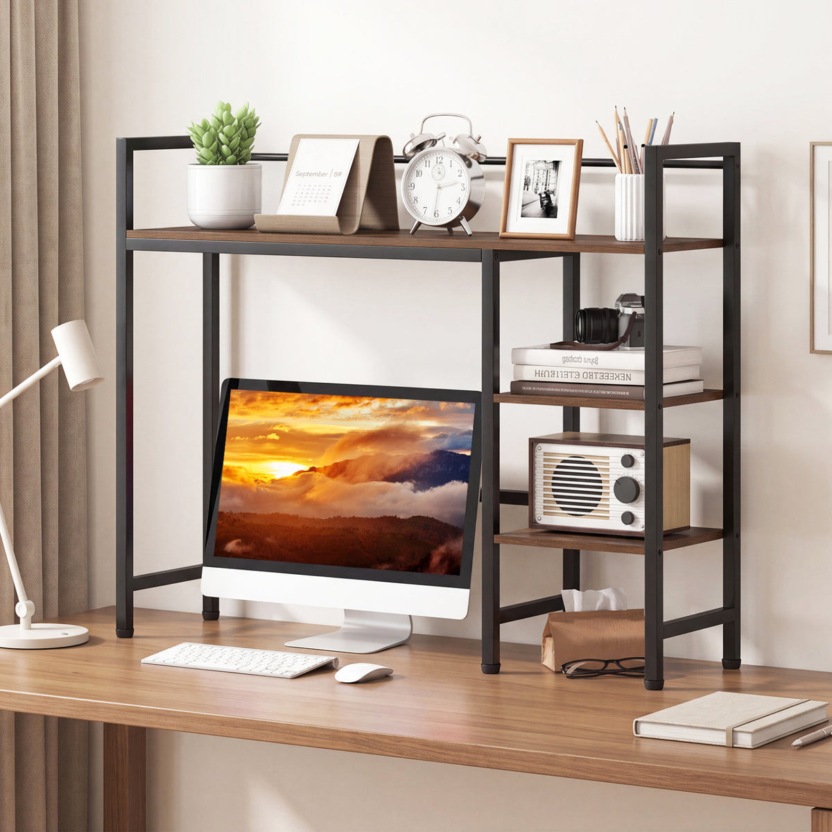 Desktop Bookshelf 38.5" W with Storage Display Rack for Home Office