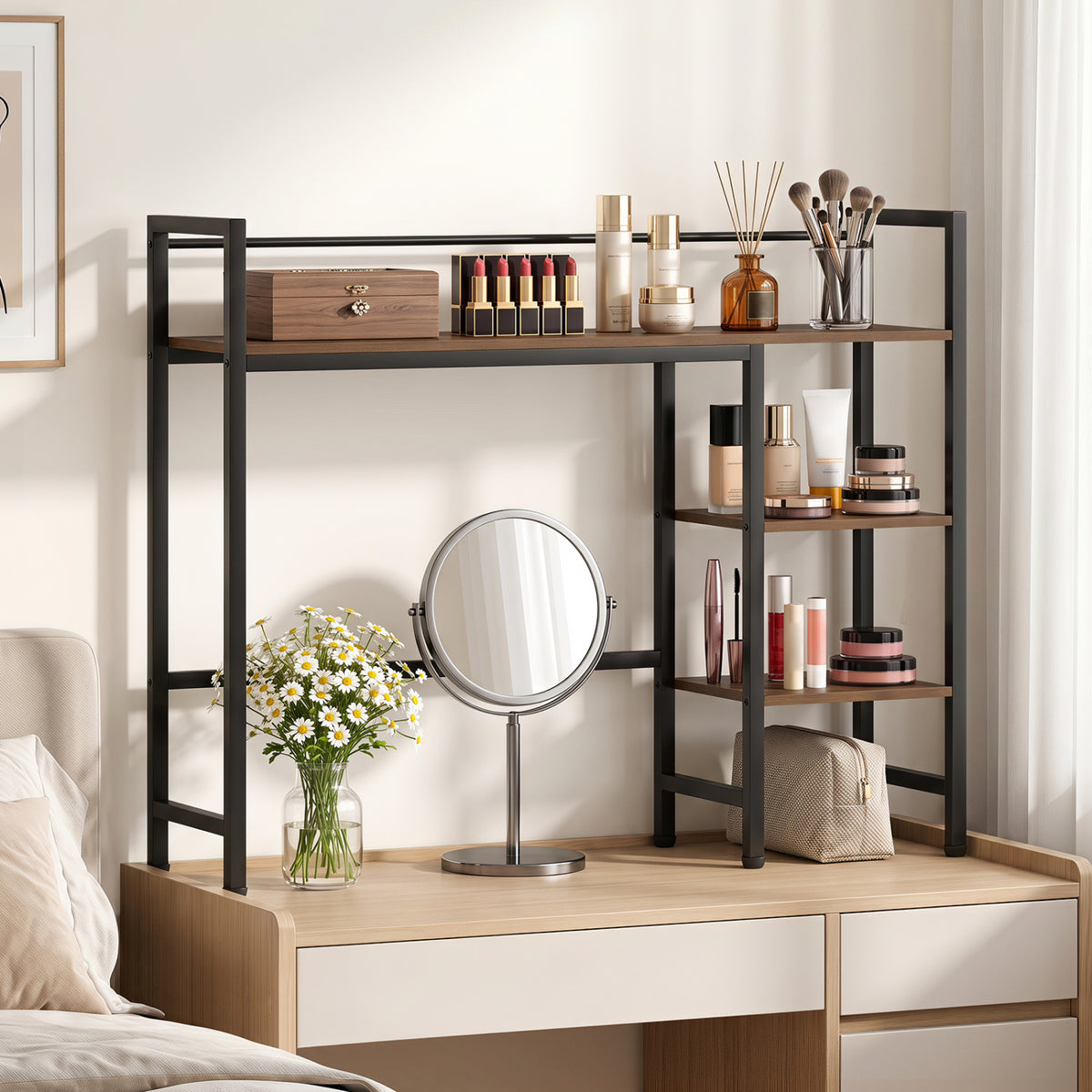 Desktop Bookshelf 38.5" W with Storage Display Rack for Home Office