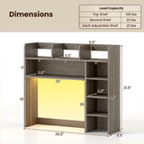 Desktop Bookshelf with LED Lights 35.5 inch Desk Hutch Storage Organizer