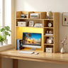 Desktop Bookshelf with LED Lights 35.5 inch Desk Hutch Storage Organizer