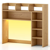 Desktop Bookshelf with LED Lights 35.5 inch Desk Hutch Storage Organizer