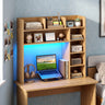Desktop Bookshelf with LED Lights 35.5 inch Desk Hutch Storage Organizer