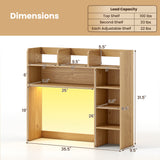 Desktop Bookshelf with LED Lights 35.5 inch Desk Hutch Storage Organizer