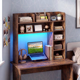Desktop Bookshelf with LED Lights 35.5 inch Desk Hutch Storage Organizer
