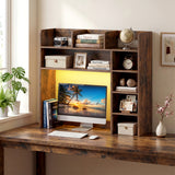 Desktop Bookshelf with LED Lights 35.5 inch Desk Hutch Storage Organizer