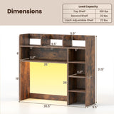 Desktop Bookshelf with LED Lights 35.5 inch Desk Hutch Storage Organizer