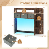 Desktop Bookshelf with LED Lights 5-Tier Shelves and 3 Drawers for Home Officce