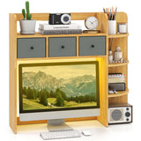 Desktop Bookshelf with LED Lights 5-Tier Shelves and 3 Drawers for Home Officce