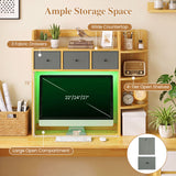 Desktop Bookshelf with LED Lights 5-Tier Shelves and 3 Drawers for Home Officce