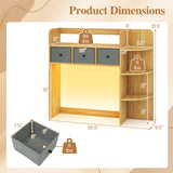 Desktop Bookshelf with LED Lights 5-Tier Shelves and 3 Drawers for Home Officce