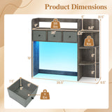 Desktop Bookshelf with LED Lights 5-Tier Shelves and 3 Drawers for Home Officce