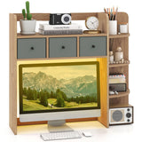Desktop Bookshelf with LED Lights 5-Tier Shelves and 3 Drawers for Home Officce