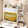 Desktop Bookshelf with LED Lights 5-Tier Shelves and 3 Drawers for Home Officce
