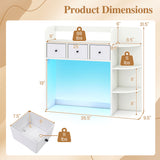 Desktop Bookshelf with LED Lights 5-Tier Shelves and 3 Drawers for Home Officce