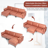 Modular 1/2/3/4-Seat L-Shaped Sectional Sofa Couch with Socket USB Port-3-Seat L