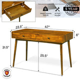 Acacia Lagom 48" Solid Wood Work Desk with Drawers for Functional Home Office