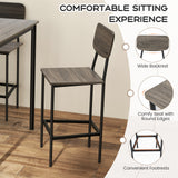 5-Piece Industrial Dining Table Set with Counter Height Table and 4 Bar Stools