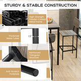 5-Piece Industrial Dining Table Set with Counter Height Table and 4 Bar Stools