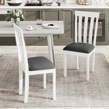 Dining Chair Set of 2 Upholstered Wooden Kitchen Chairs with Padded Seat and Rubber Wood Frame
