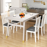 Dining Chair Set of 2 Upholstered Wooden Kitchen Chairs with Padded Seat and Rubber Wood Frame