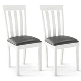 Dining Chair Set of 2 Upholstered Wooden Kitchen Chairs with Padded Seat and Rubber Wood Frame