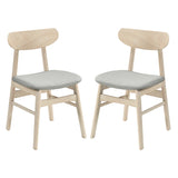 Dining Chair Set of 2 Fabric Upholstered Kitchen Armless Chairs-Natural