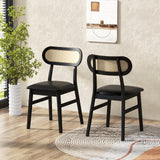 Indoor Mid Century Wood Dining Chairs Set of 2  for Dining Room