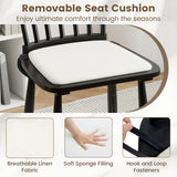 Dining Chairs Set of 2 Farmhouse Solid Rubber Wood Windsor Chairs with Removable Seat Cushions-Black