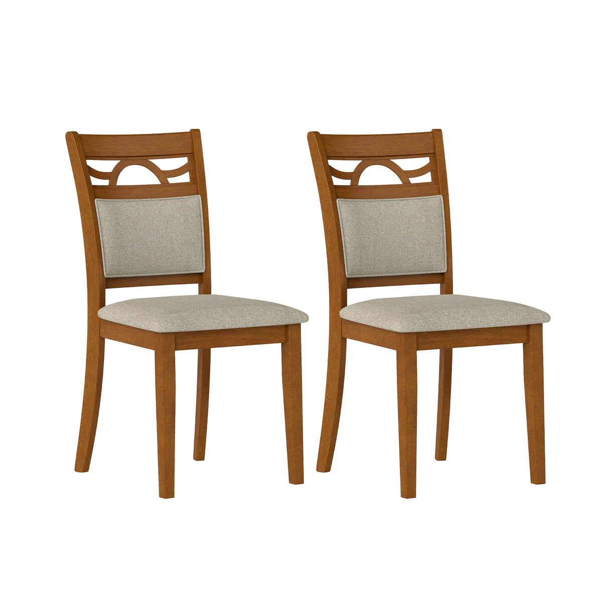 Dining Chairs Set of 2 Dining Room Chairs with Rubber Wood Frame-Brown