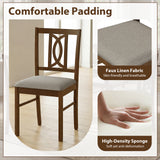 Dining Chairs Set of 2 Rubber Wood Dining Room Chairs with Hollowed Backrest-Walnut