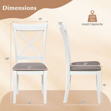 Dining Chairs Set of 2 Rubber Wood Dining Room Chairs with Comfortable Backrest and Padded Seat-White