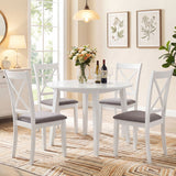 Dining Chairs Set of 2 Rubber Wood Dining Room Chairs with Comfortable Backrest and Padded Seat-White