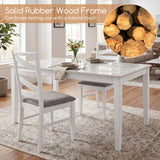 Dining Chairs Set of 2 with Backrests and Rubber Wood Frames