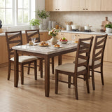 Dining Chairs Set of 2 with Backrests and Rubber Wood Frames