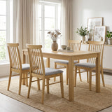 Dining Chairs Set of 4 Fabric Upholstered Kitchen Armless Chairs with Rubber Wood Frame-Natural