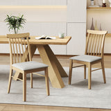 Dining Chairs Set of 4 Fabric Upholstered Kitchen Armless Chairs with Rubber Wood Frame-Natural