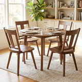 Dining Chairs Set of 4 with Solid Wood Backrest for Kitchen Dining Room-Walnut