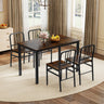 Dining Chairs Set of 4 with Slatted Backrest & Metal Frame and Wooden Seat