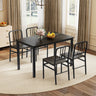 Dining Chairs Set of 4 with Slatted Backrest & Metal Frame and Wooden Seat