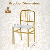 Dining Chairs Set of 4 with Slatted Backrest & Metal Frame and Wooden Seat