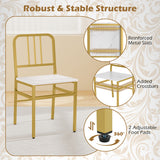 Dining Chairs Set of 4 with Slatted Backrest & Metal Frame and Wooden Seat