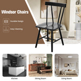 Windsor Style Armless Chairs with Solid Rubber Wood Frame