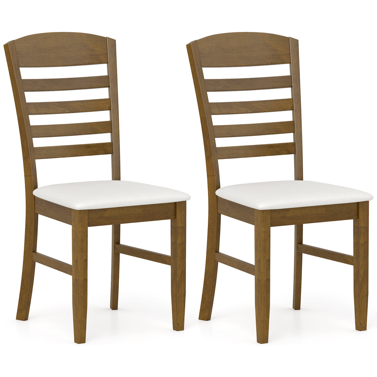 Dining Chairs Set of 2 with Rubber Wood Frame and Padded Seat-Walnut