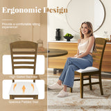 Dining Chairs Set of 2 with Rubber Wood Frame and Padded Seat-Walnut