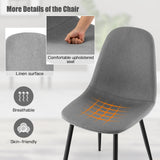 Dining Chairs Set of 4 with Black Metal Legs-Gray