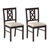 Dining Room Chairs Set of 2 Rubber Wood Dining Chairs with Hollowed Backrest-Brown